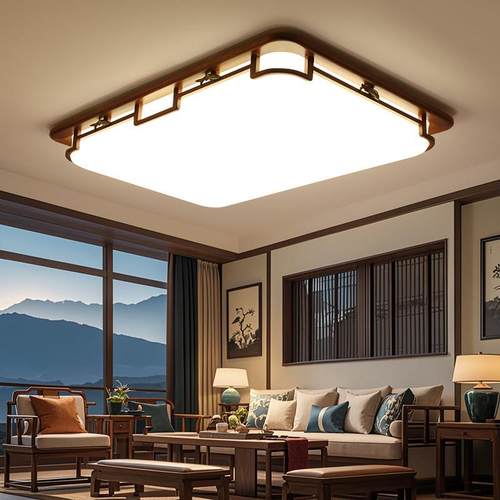 新中式吸顶灯客厅卧室灯民宿客房茶室复古自建房大厅灯实木餐厅灯