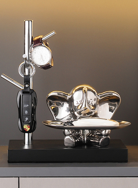 精选创意招财兔子钥匙收纳托盘摆件玄关客厅入户家居装饰乔迁新居