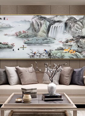 钻石画2023新款江山如画5d满钻风景山水十字绣客厅水晶手工点贴砖