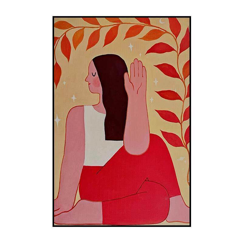 《拧干焦虑》多巴胺风格卡通女孩餐厅装饰画ins风可爱卧室挂画