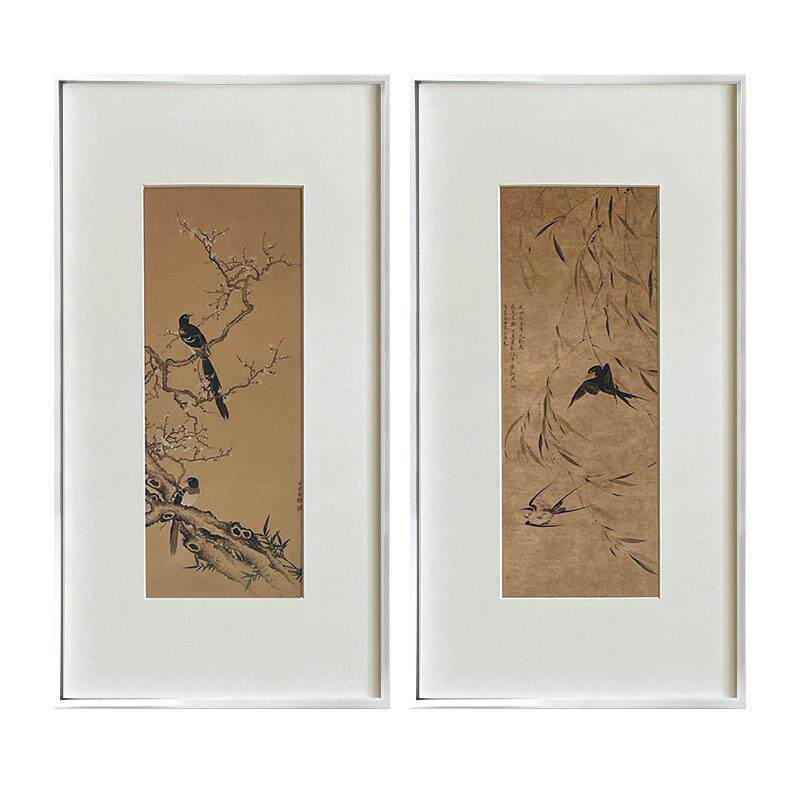 喜鹊双喜图宋美学客厅装饰画花鸟中古走廊尽头书房玄关中式挂画