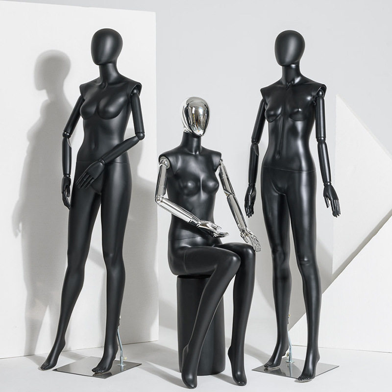 哑黑全身模特道具女服装店女装展示架人体韩版橱窗假人银头模特架