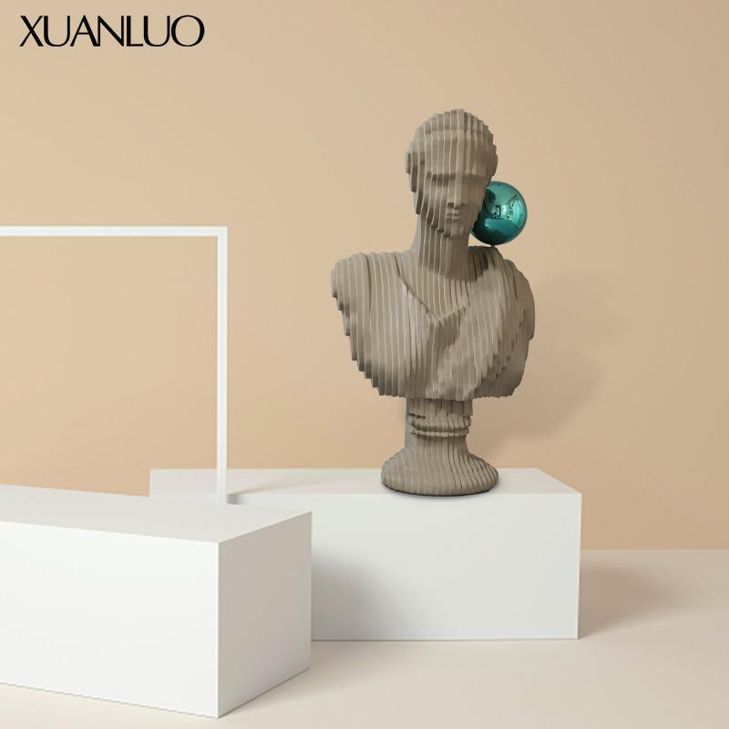 北欧风格切形人物树脂雕塑样板房办公室电视柜创意家居摆件工艺品