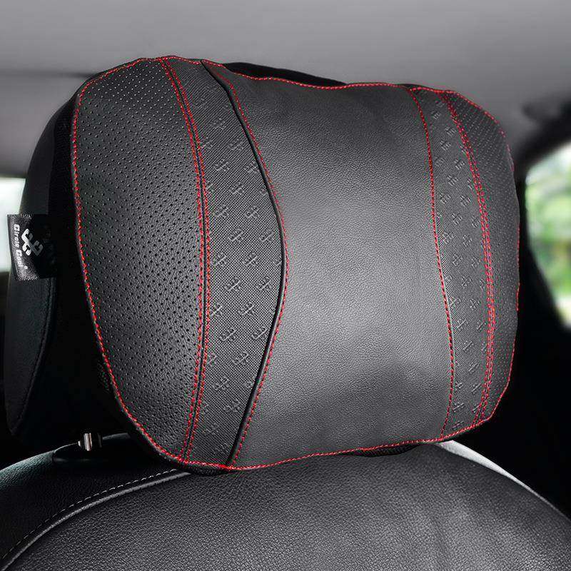 搜酷汽车四季头枕S级枕头垫真皮护颈枕车用枕头打孔透气冰凉舒适