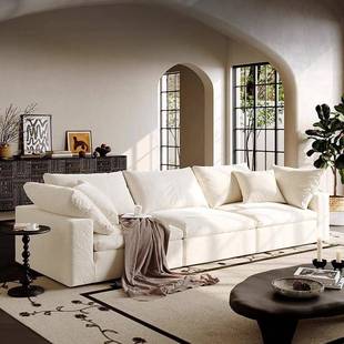 直销布艺沙发可拆洗羽绒乳胶慵懒风高端直排白色Cloud云沙发