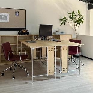 简易电脑桌桦木海洋板书桌简约现代不锈钢光轴办公桌子家用写字台