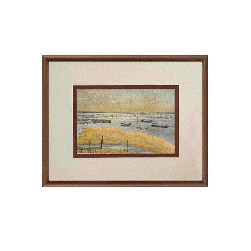 岸屿】客厅沙发背景墙装饰画中古风级感卧室实木挂画玄关组合画