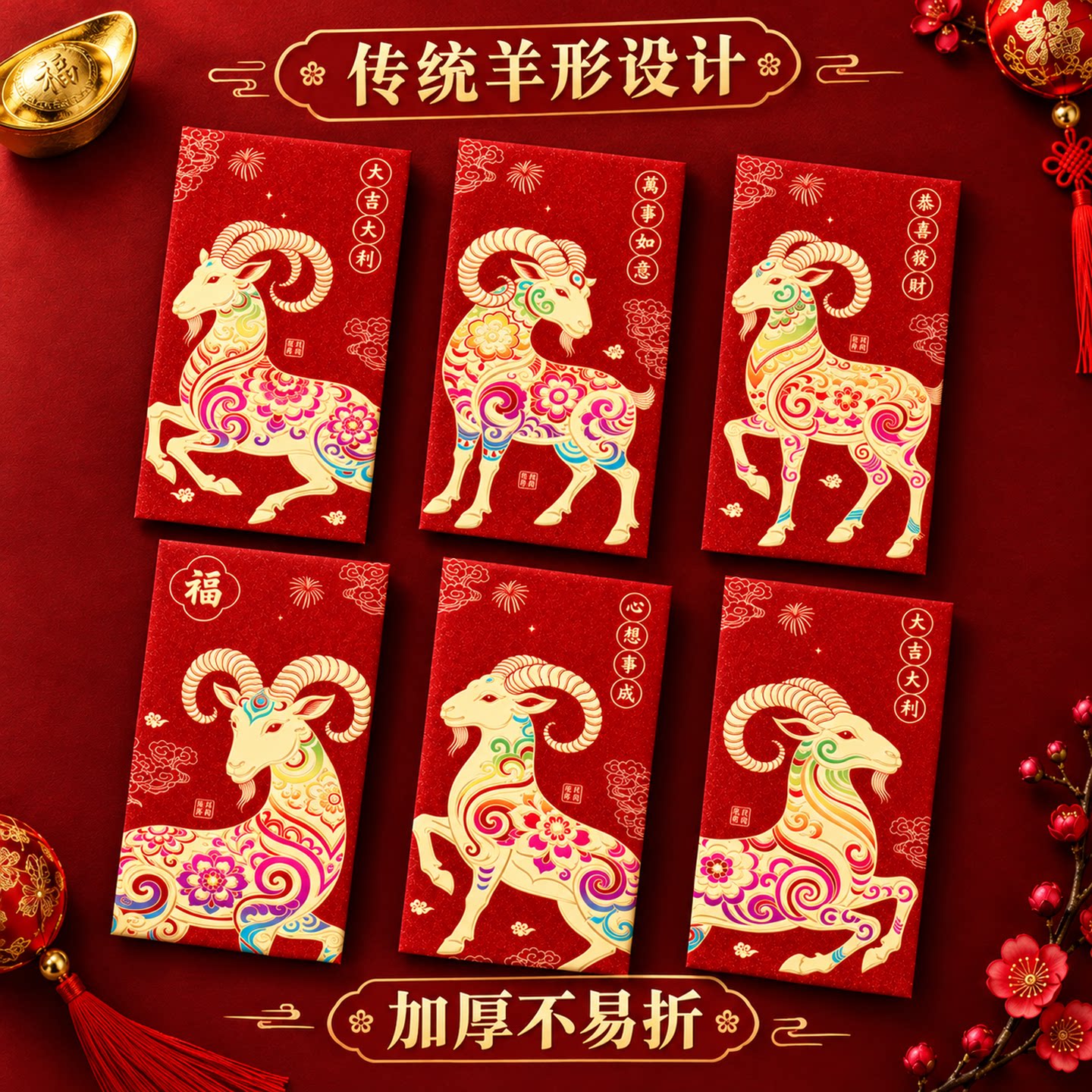 2027年羊年红包星光膜烫金利是封高档新年压岁包大吉大利通用红包