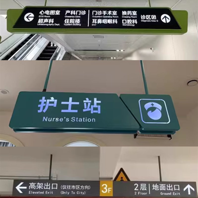 医院商超发光吊挂灯箱指示牌地下车库吊J牌导视护士站导视牌定制