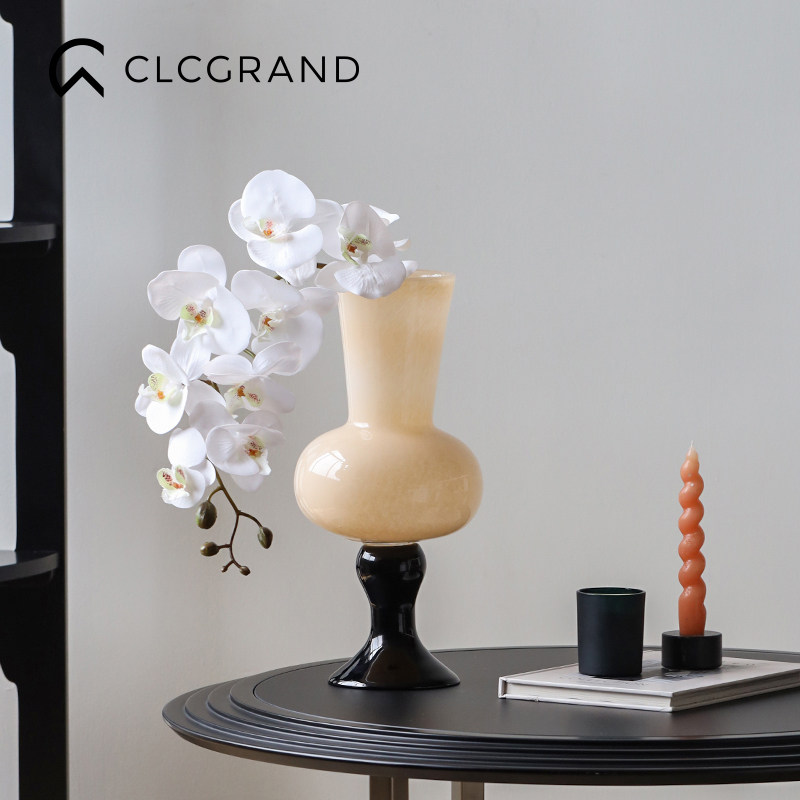 精选中古高脚琉璃花瓶摆件轻奢高级感客厅桌面插花花器高档餐厅装,家居饰品,花瓶,淘宝优惠券,粉丝福利购,淘宝优惠卷