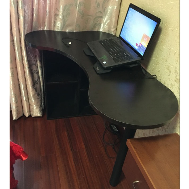 包邮飘窗电脑桌转角台式电脑桌带书架书柜组合书桌弧形墙角桌dnz