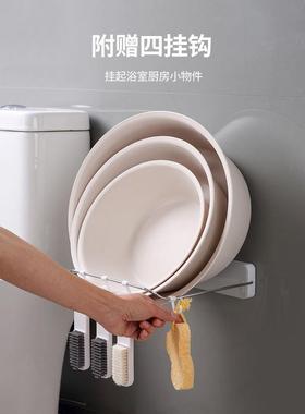 意可可盆IIW置物架卫生间免打孔壁式盆子手脸间盆收纳挂架洗子
