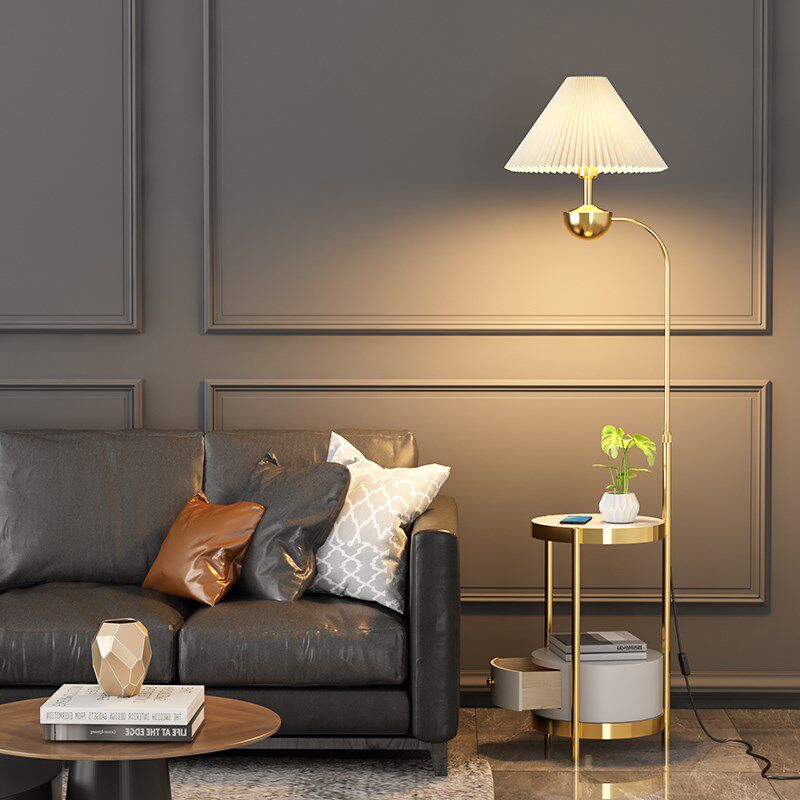 法式奶油风落地灯客厅卧室高级感轻奢沙发旁边茶几置物床头柜台灯