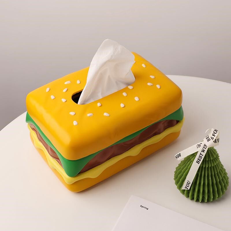 创意汉堡纸巾盒家用客厅抽纸盒桌面可爱卡通装饰品摆件餐巾纸盒子
