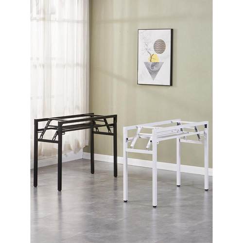 简易折叠桌架子双层桌架铁架长桌桌子腿单层桌腿餐桌白色弹簧支架