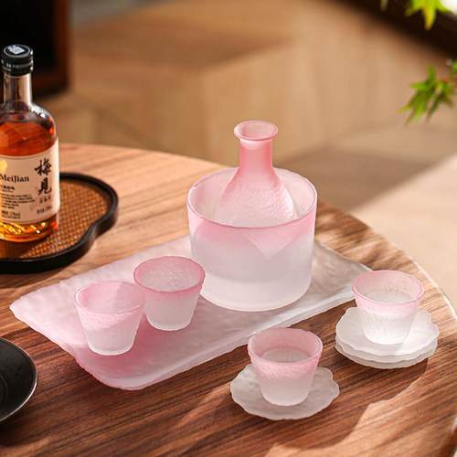 围炉冰茶妃粉清酒酒具组套玻璃日式小酒杯喝酒杯果酒杯白酒分酒器