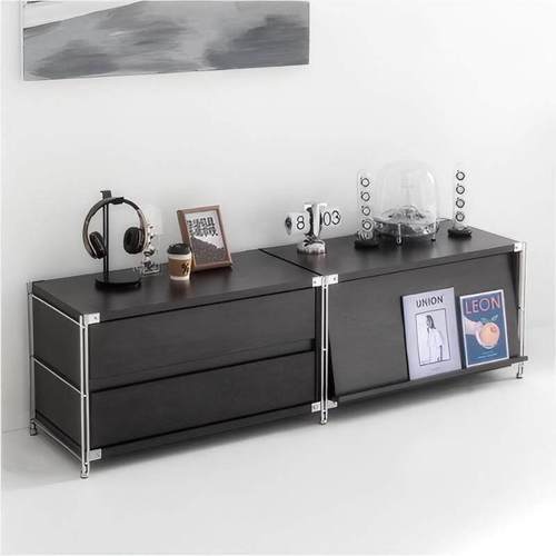 电视柜简约北欧客厅不锈钢落地矮柜储物柜收纳柜子靠墙组合柜