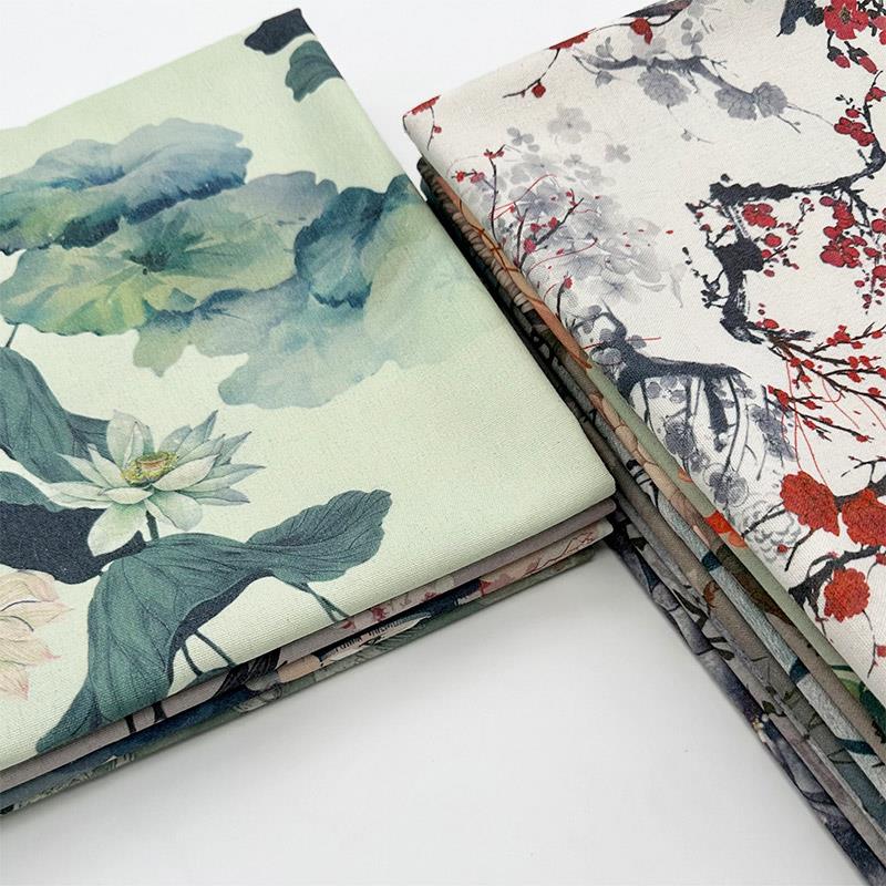 覆古中式水墨风桌布高级感加密棉麻布料长方形餐桌布布艺茶几桌布