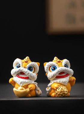 新中式国风招财进宝石狮子桌面办公桌装饰摆件高级感小众生日礼物