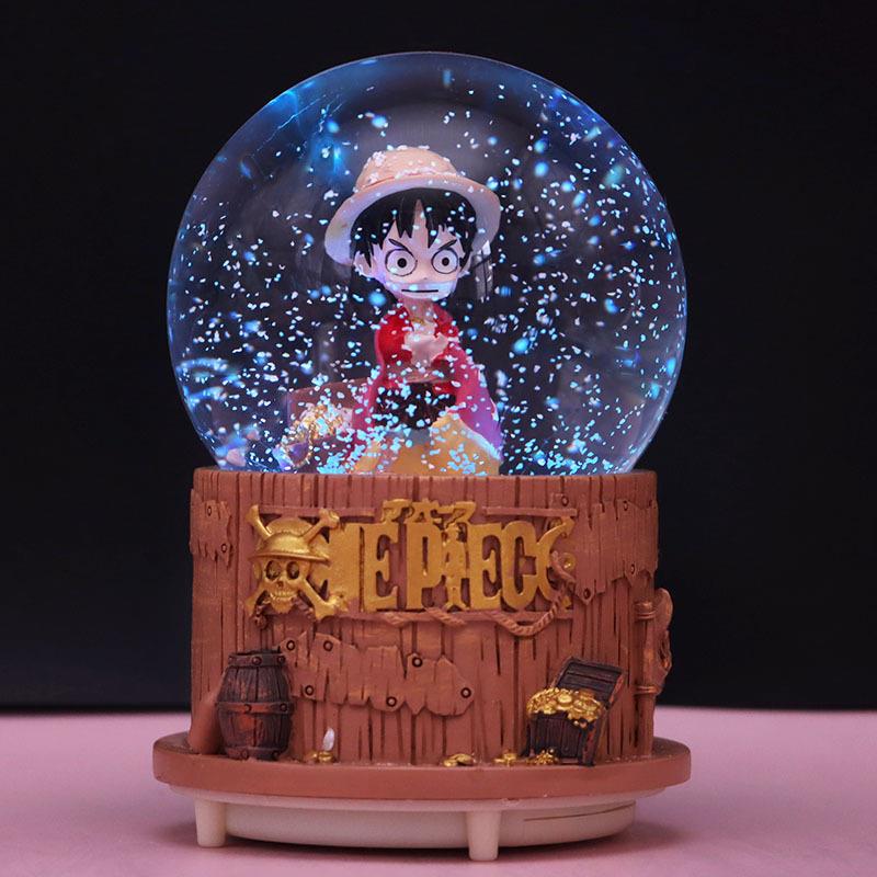 彩灯飘雪花卡通海贼王路飞水晶球排球王子音乐盒儿童男女生日礼物