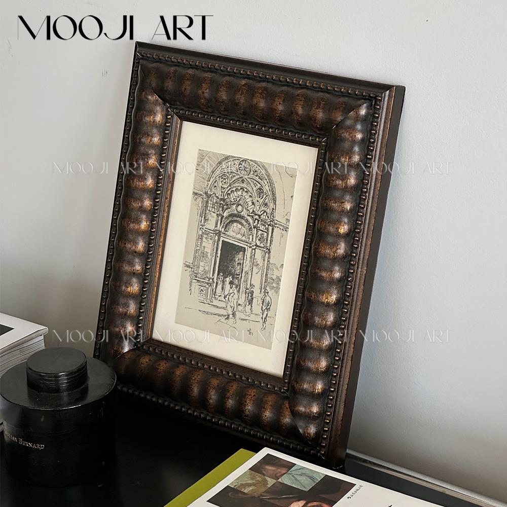 木吉中古艺术高级感小众客厅装饰画餐厅卧室边柜复古素描挂画图片