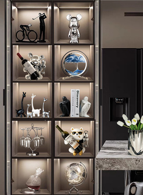 速发客关酒柜装饰品摆件熊红酒架轻奢餐玄电视柜边厅家居