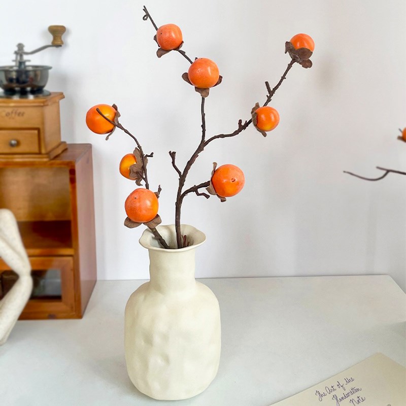速发柿玄如意办饰摆件柿子树枝干花插花瓶客厅柿关餐桌装公室摆设