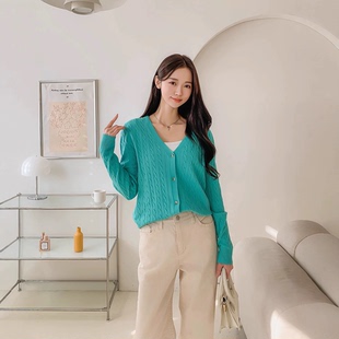2025秋冬新款针织开衫V领长袖薄毛衫外套女温柔风毛衣基础百搭款