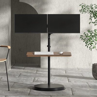 落地式显示器支架可移动悬空壁挂气压臂双屏电脑笔记本站立工作台