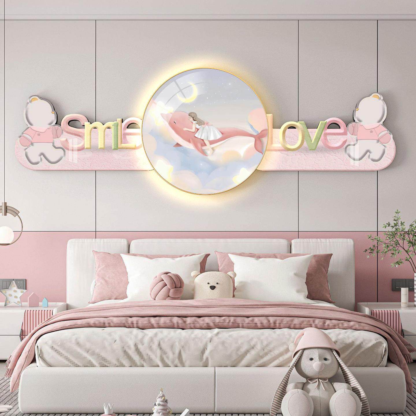 现代新款儿童房装饰画可爱温馨公主女孩男孩房床头挂画墙面装饰品,家居饰品,工艺画,淘宝优惠券,粉丝福利购,淘宝优惠卷