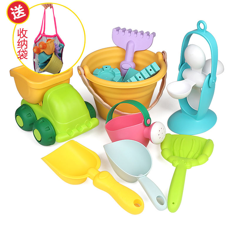 软胶沙滩玩具儿童洗澡玩具宝宝户外赶海玩沙小桶铲子沙漏工具挖沙