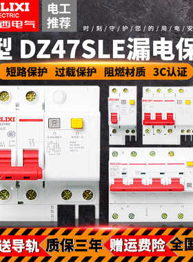 D型DZ47sLE漏电保护器32A德力西断路器2P空开63A开关16A20A25A40