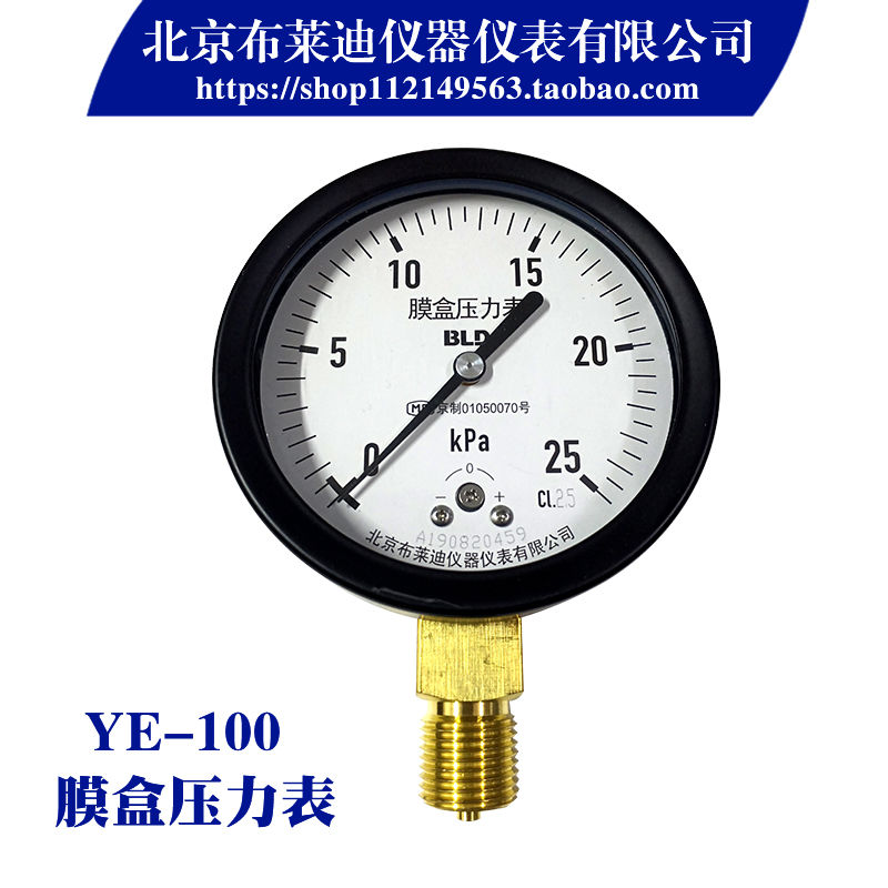 北京布莱迪膜盒压力表YE-100不锈钢微压表防腐高精度耐温低压表