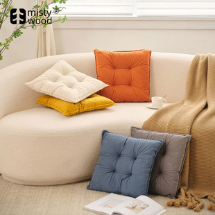 迷雾之森 客厅沙发蒲团椅子垫高级感飘窗垫可固定 简约纯色坐垫