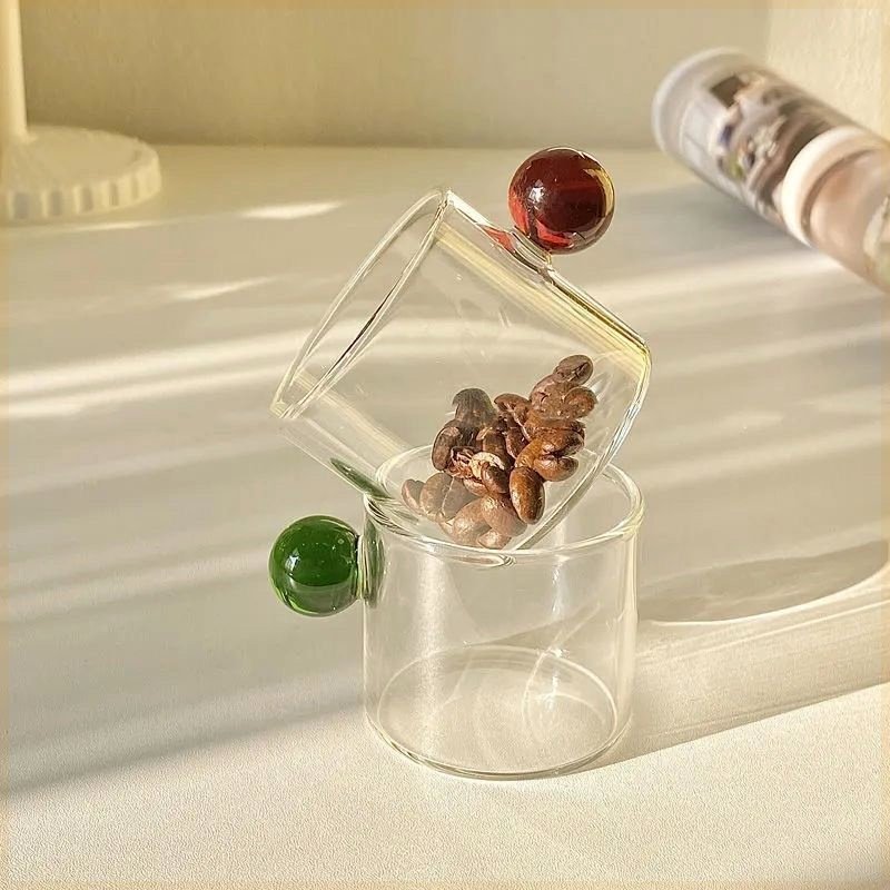 女生可爱酒杯韩式网红玻璃杯创意圆球带手柄牛奶咖啡果子迷你小茶