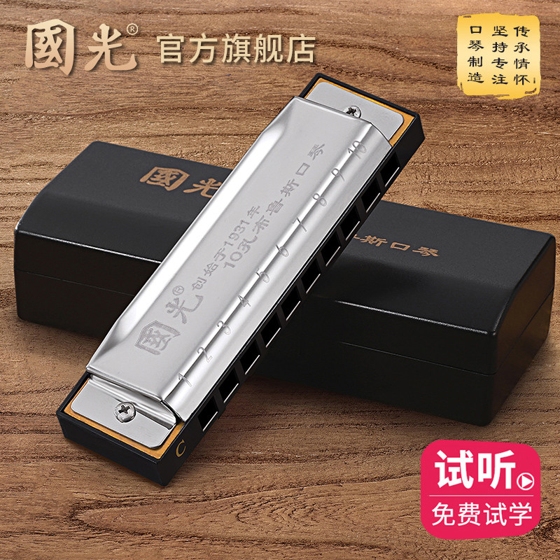 10孔布鲁斯口琴初学者儿童学生入门乐器成人自学蓝调十孔乐器