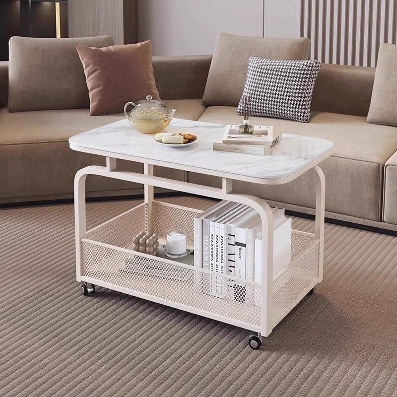 移动式边几客厅移动沙发边几轻奢高级感岩板小茶几创意小推车极简