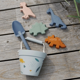 儿童海边玩具挖土铲子洒水壶liewood 丹麦ins硅胶挖沙工具桶套装