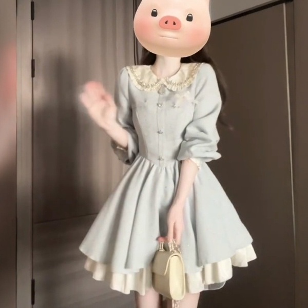 法式甜美千金风气质长袖连衣裙