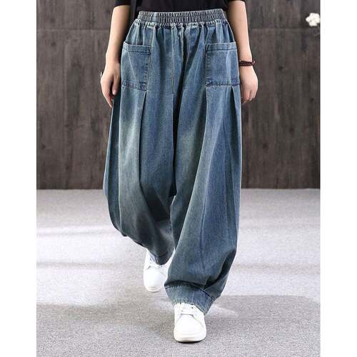 Women's Spring Autumn Boyfriend Style Retro Jeans Solid