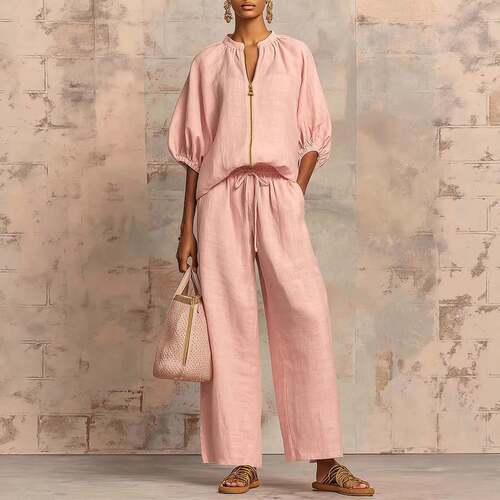 2026 Women's Casual 2 Piece Outfit Half Zip Sweatshirt &