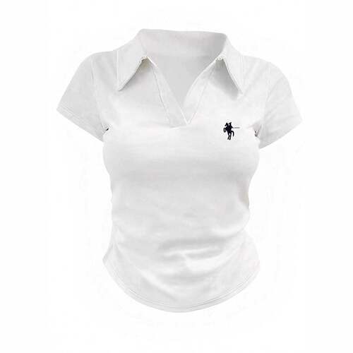 Womens Polo Shirt Casual Comfortable Short Sleeve Collared