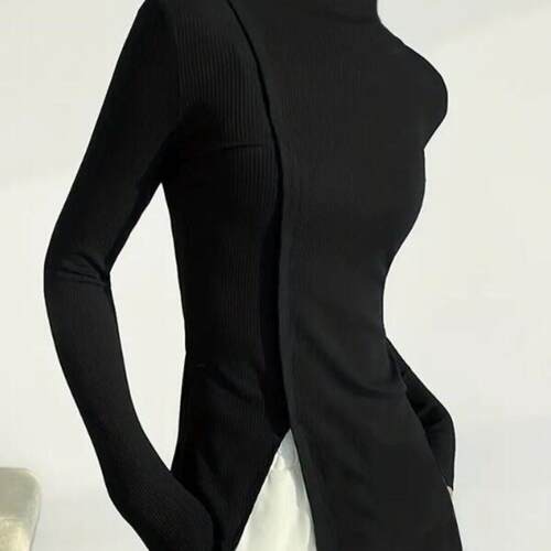 Women’s 2025 Autumn Fashion Thin Tight Solid Color Slit Hig