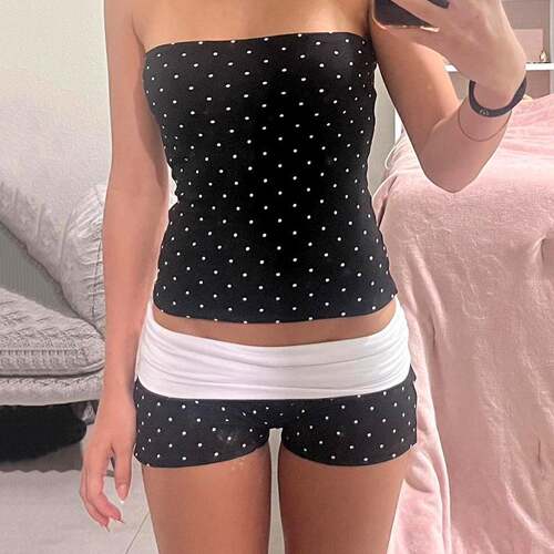 Polka Dot Halter Top and Shorts Set Casual Matching Set