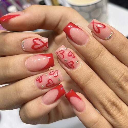 Wear Armor Square French Red Love Nail Plates A7-04-11 for