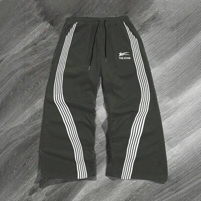 Women's Casual Striped Straight Leg Pants Colorblock