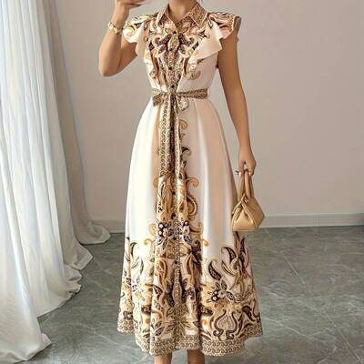 A women's fashionable apricot gold patterned slit lace up