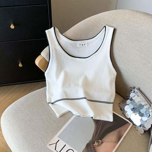 Womens Fashionable Casual Everyday Knitted Tank Top Spring