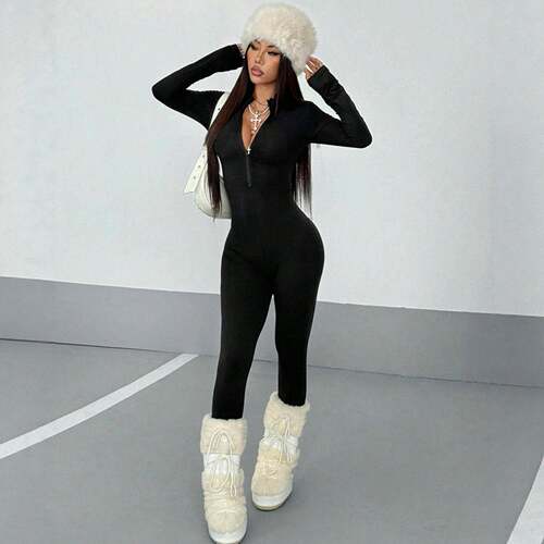 Women's Fall Winter Street Style Solid Color Long Sleeve