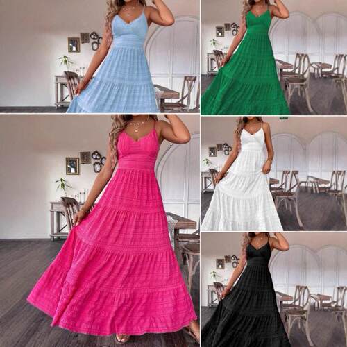 Womens Plain Tie Backless Boho Dress Casual Sleeveless
